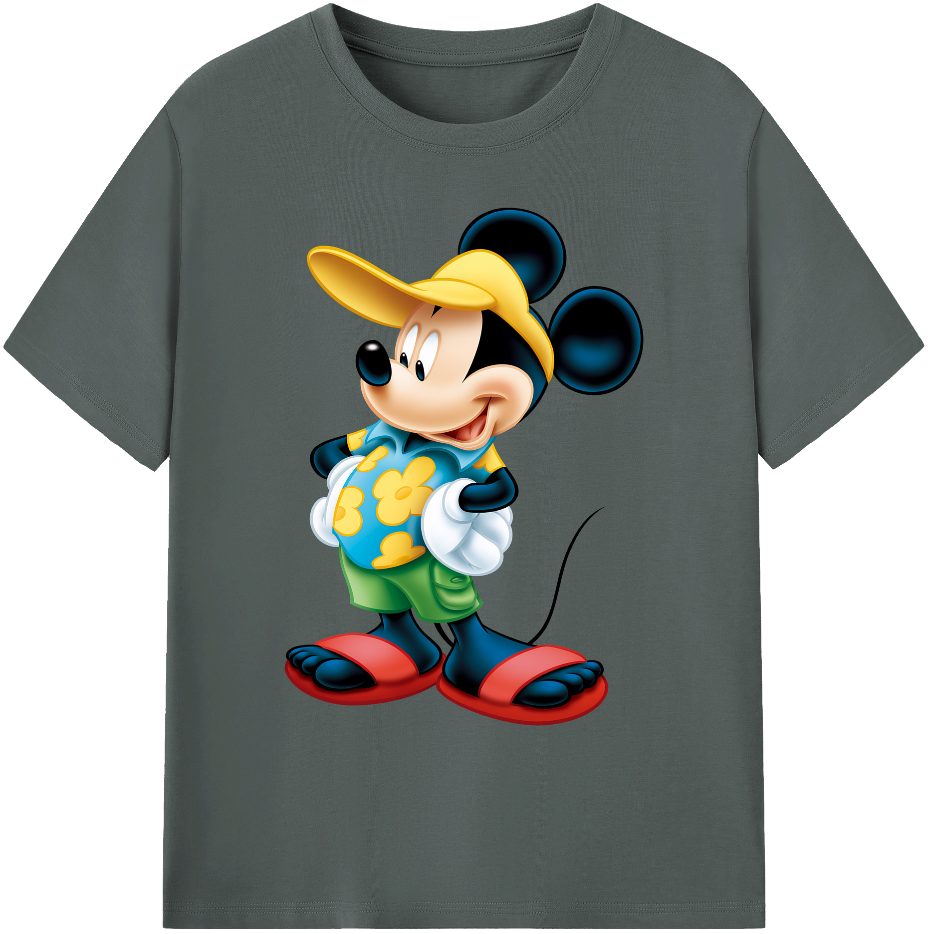 ミッキーマウス Mickey Mouse 綿100％ メンズ半袖Tシャツ｜肌触りやわらか＆通気性